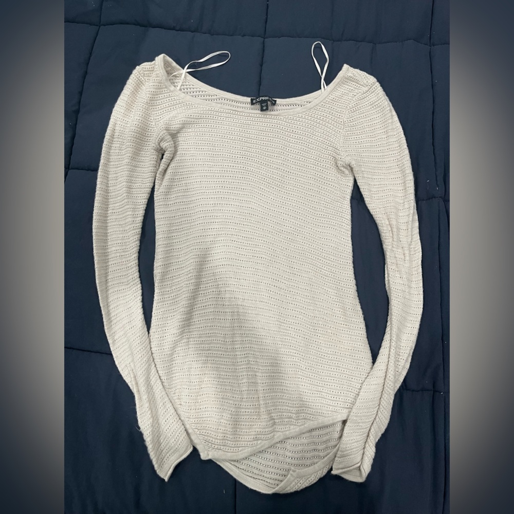 Express Light Beige Textured Sweater
